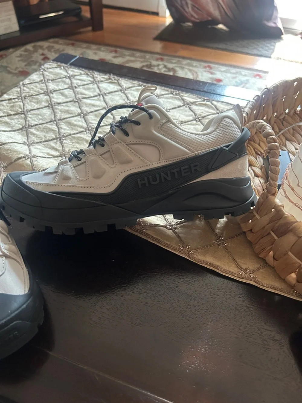 Hunter womens Nicia Beige and Black Trail Sneakers - Picture 2 of 5